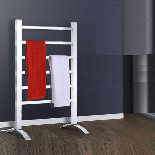 Devanti Electric Heated Towel Rail Rails Warmer Rack Aluminium 6 Bars -Home Living Store - -