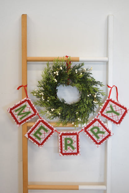 "MERRY" In-the-Hoop Banner (Downloadable Machine Embroidery Pattern)