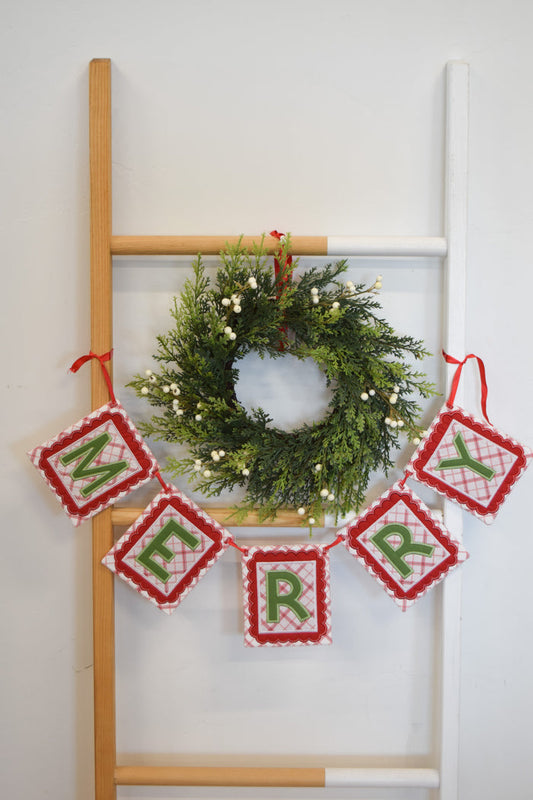 "MERRY" In-the-Hoop Banner (Downloadable Machine Embroidery Pattern)