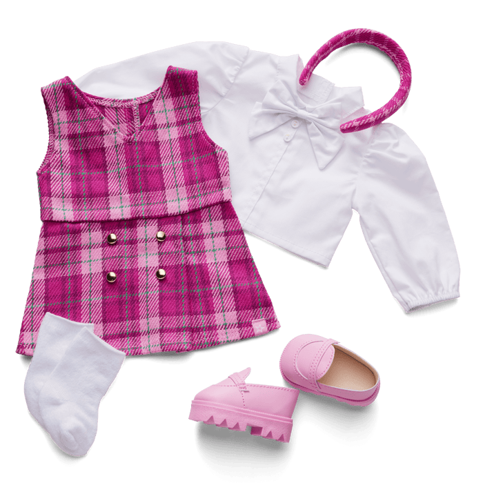 Pink & Preppy Outfit & We Heart Fashion Accessories for 18-inch Dolls