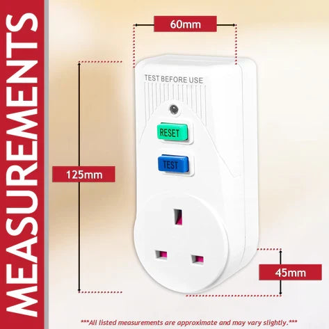 RCD Mains Plug Safety Adaptor Single Socket Circuit Breaker Electrical Power Trip Switch Adaptor