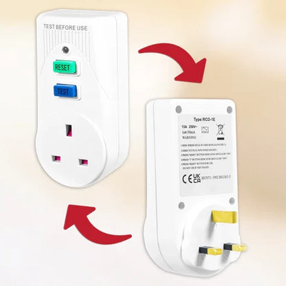 RCD Mains Plug Safety Adaptor Single Socket Circuit Breaker Electrical Power Trip Switch Adaptor