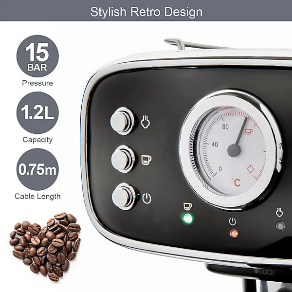Retro Coffee Machine and Milk Frother Quest 36569