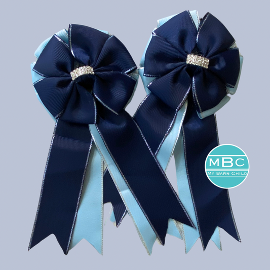 🤩 Show Bows: Navy on Baby Blue