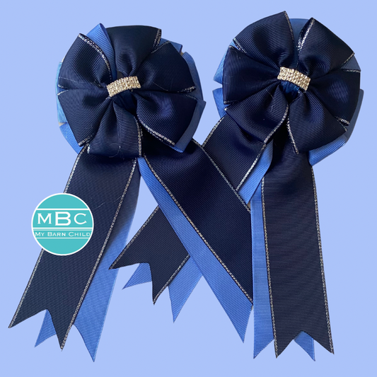 🤩 Show Bows: Navy on CornFlower