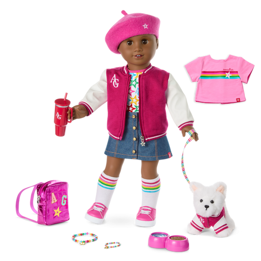 Truly Me™ 18-inch Doll #114, Puppy, Mini Backpack & Accessories AG™ Star Squad Bundle