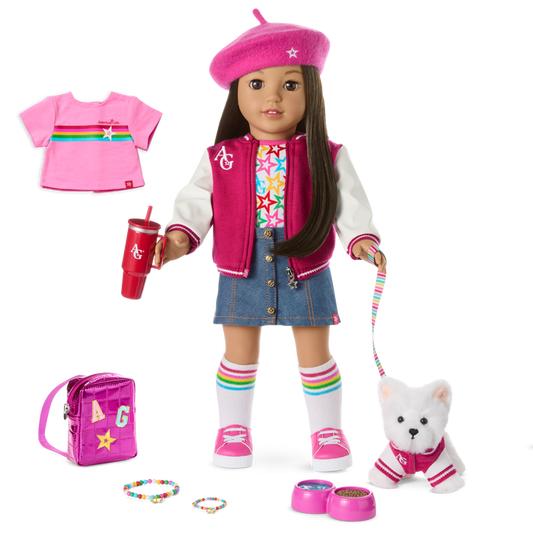 Truly Me™ 18-inch Doll #124, Puppy, Mini Backpack & Accessories AG™ Star Squad Bundle